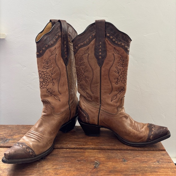 CORRAL Western Cowboy Boot Women’s 7.5M Brown Floral Embroidery Mexico A2500 - Picture 3 of 12